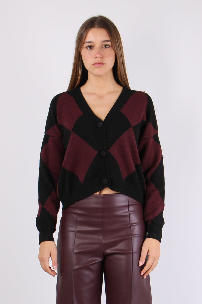 Cardigan Viscosa Rombi Vino/nero-3