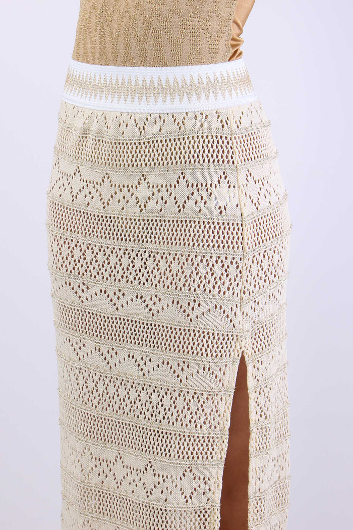 Gonna Crochet Spacco Beige-7