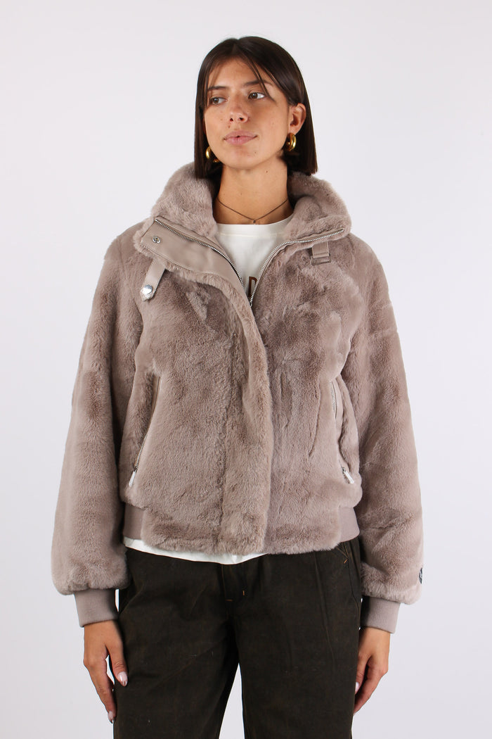 Bomber Ecopelliccia Fibbia Mocha Latte-2