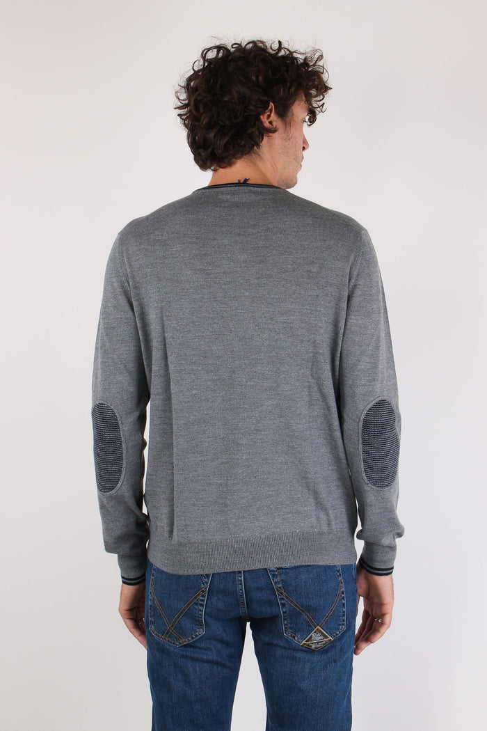 Maglia Girocollo 100%  Lana Grigio/blu-5