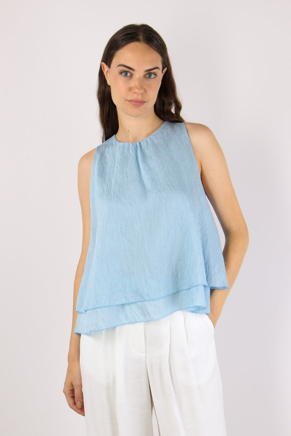 Top Doppiato Riga Viscosa Azzurro/nero-2