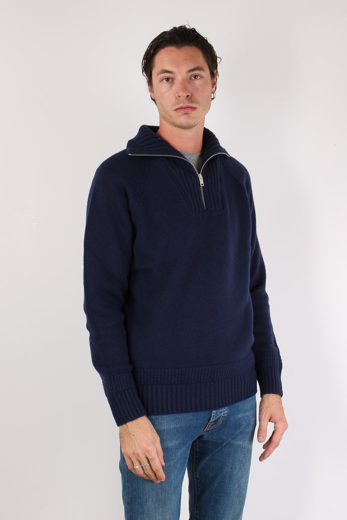 Mezza Zip Tasca Velluto Blu-9