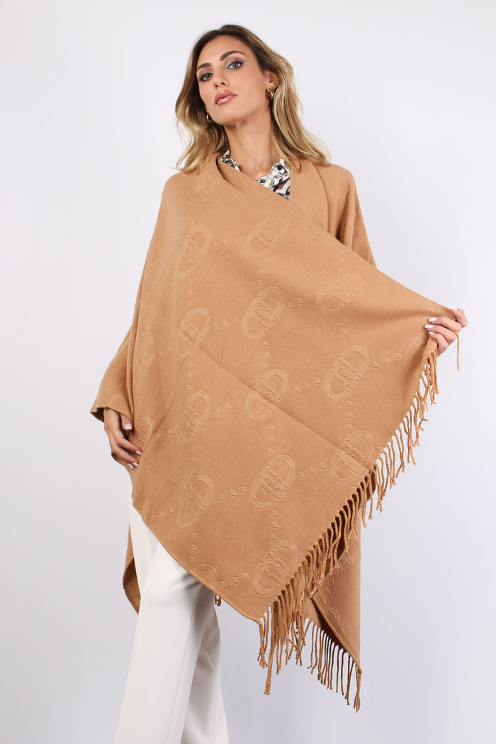 Poncho Check Aniamlier Cammello-4