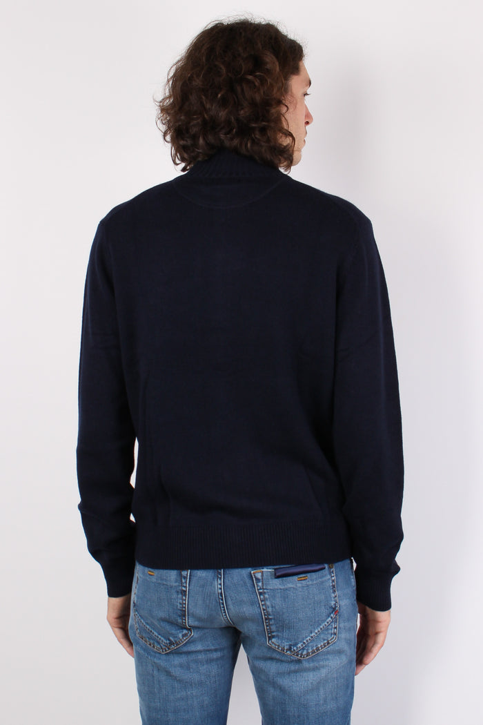 Maglia Lana Full Zip Navy Blue-3