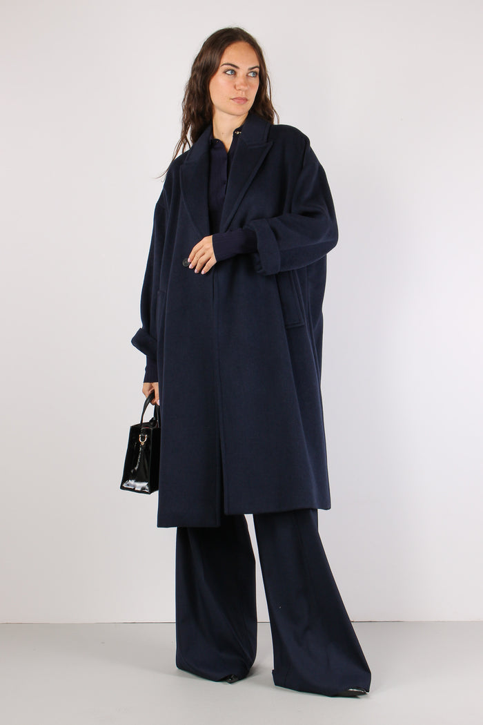 Mllsaggio Cappotto Lana Cintur Navy-5