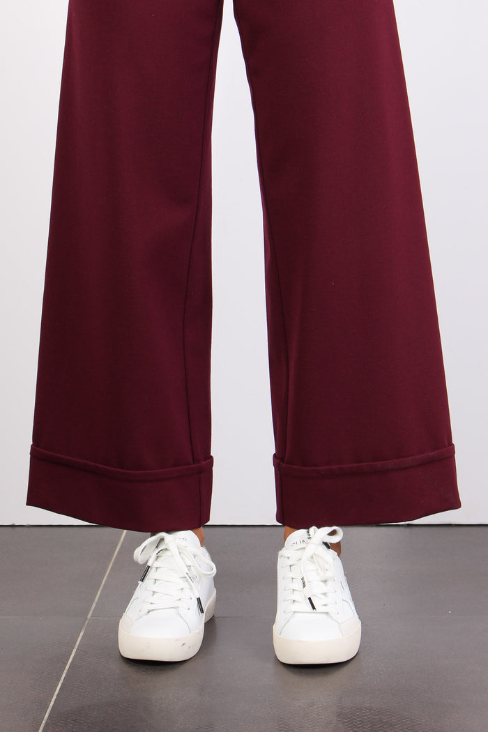 Pantalone Cropped Risvolto Bordeaux-7