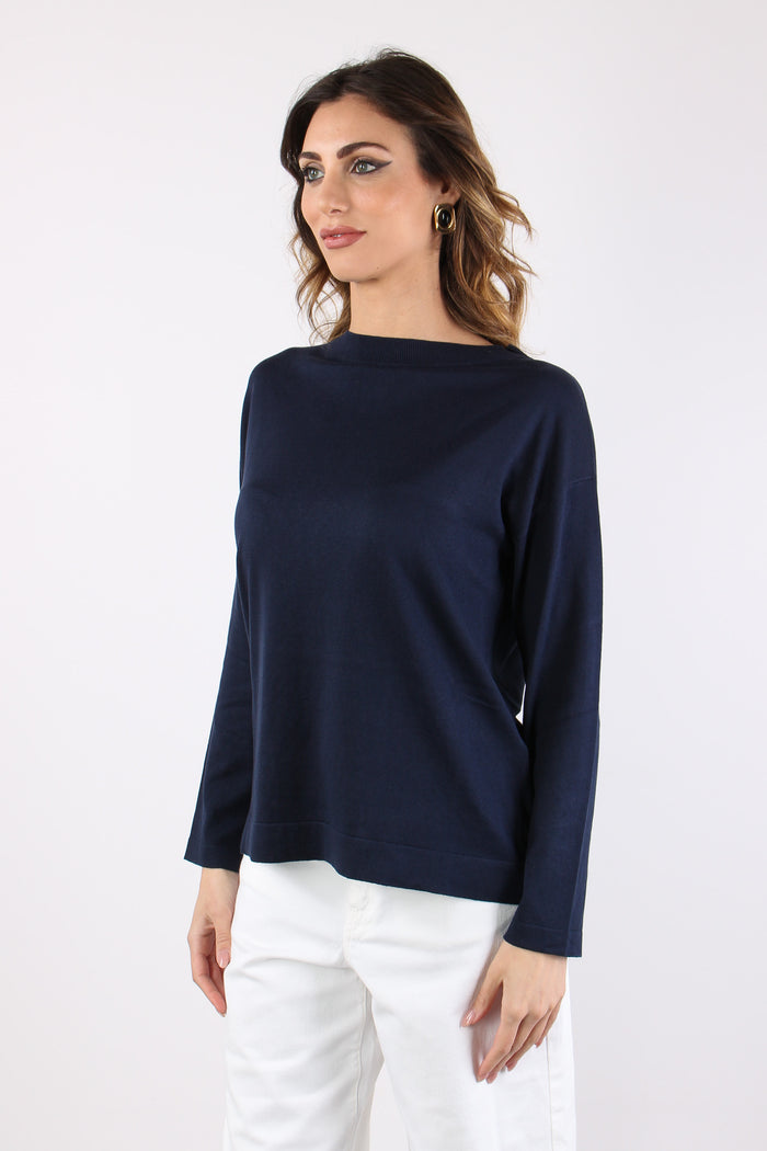Wkdlepre Maglia Seta Cotone Blu-5
