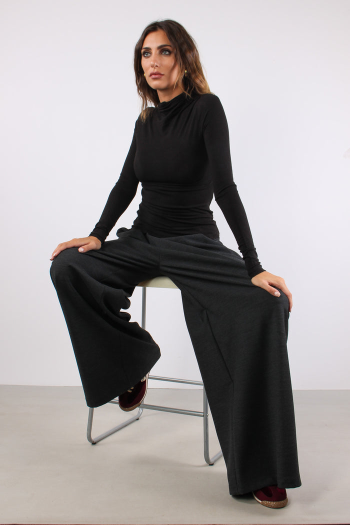 Maglia Misto Lana Arriccio Nero-2