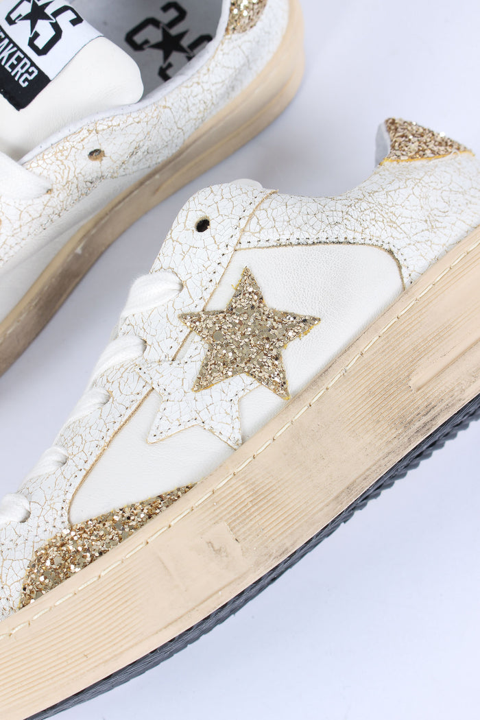 Sneakers Enjoy Star Glitter Bianco/oro-10