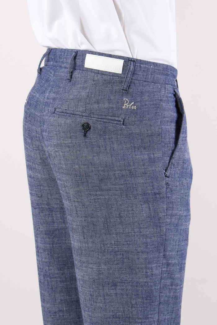 Pantalone Misto Lino Blu-7