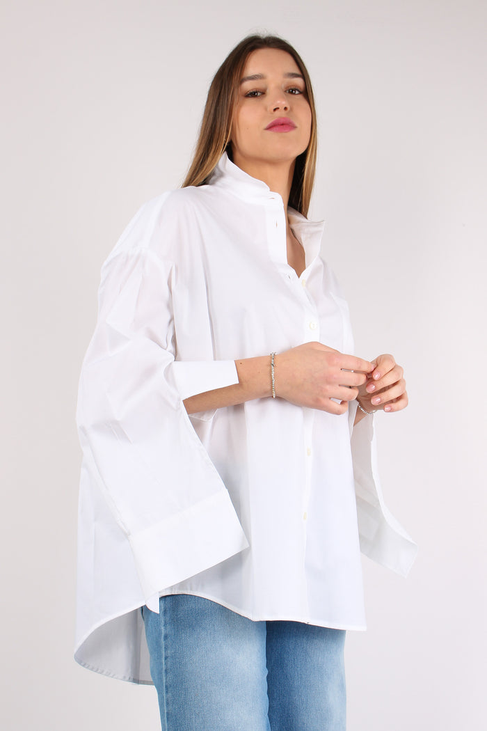 Camicia Cotone Ricamo Schiena Bianco Ottico-5
