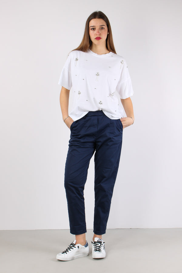 Chino Elastico Rasatello Blu