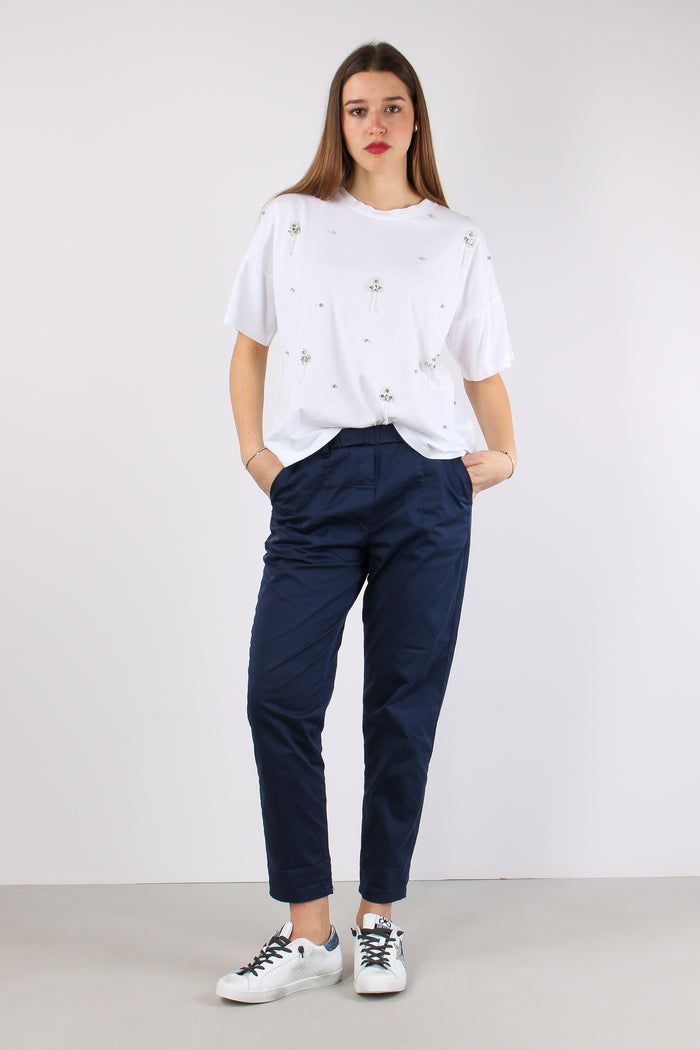 Chino Elastico Rasatello Blu