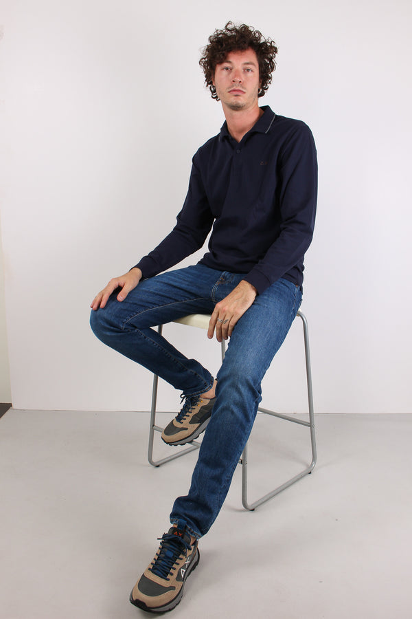 Polo M/l Profilo Contrasto Navy Blue-2