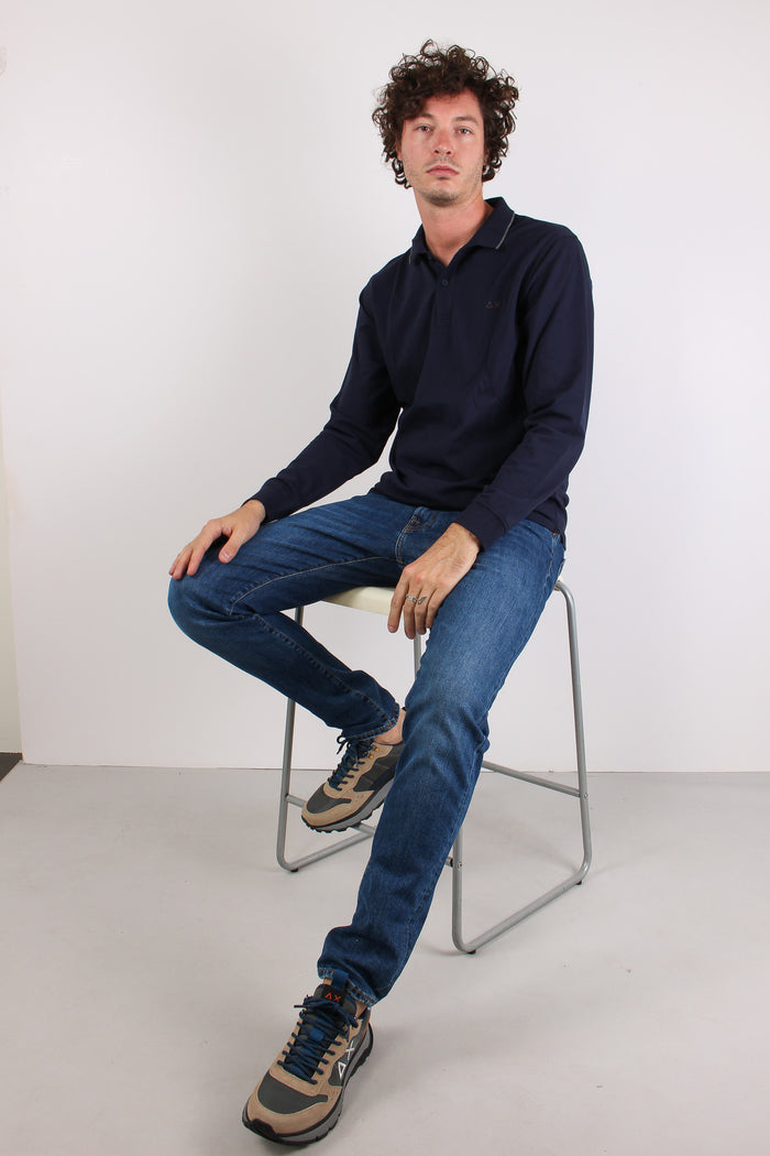 Polo M/l Profilo Contrasto Navy Blue-2