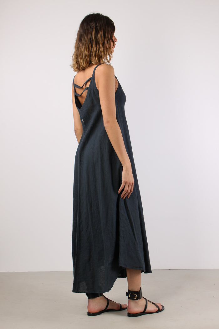Abito Lungo Lino Blue-6