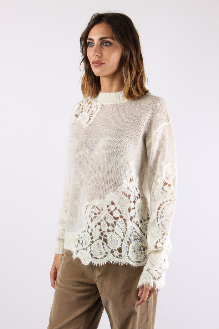 Maglia Inserto Pizzo Burro-3
