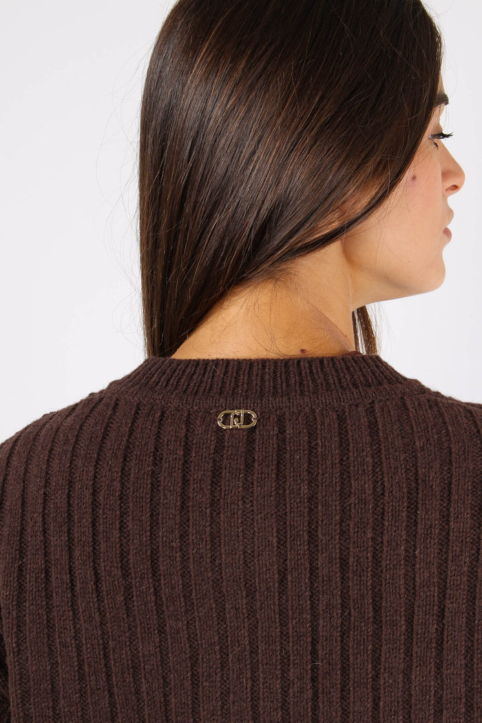 Cardigan Treccia Bottoni Dark Chocolate-7