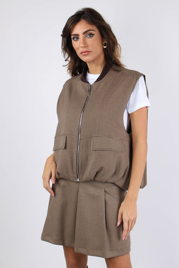 Gilet Foderato Arriccio Fondo Micro Check-7