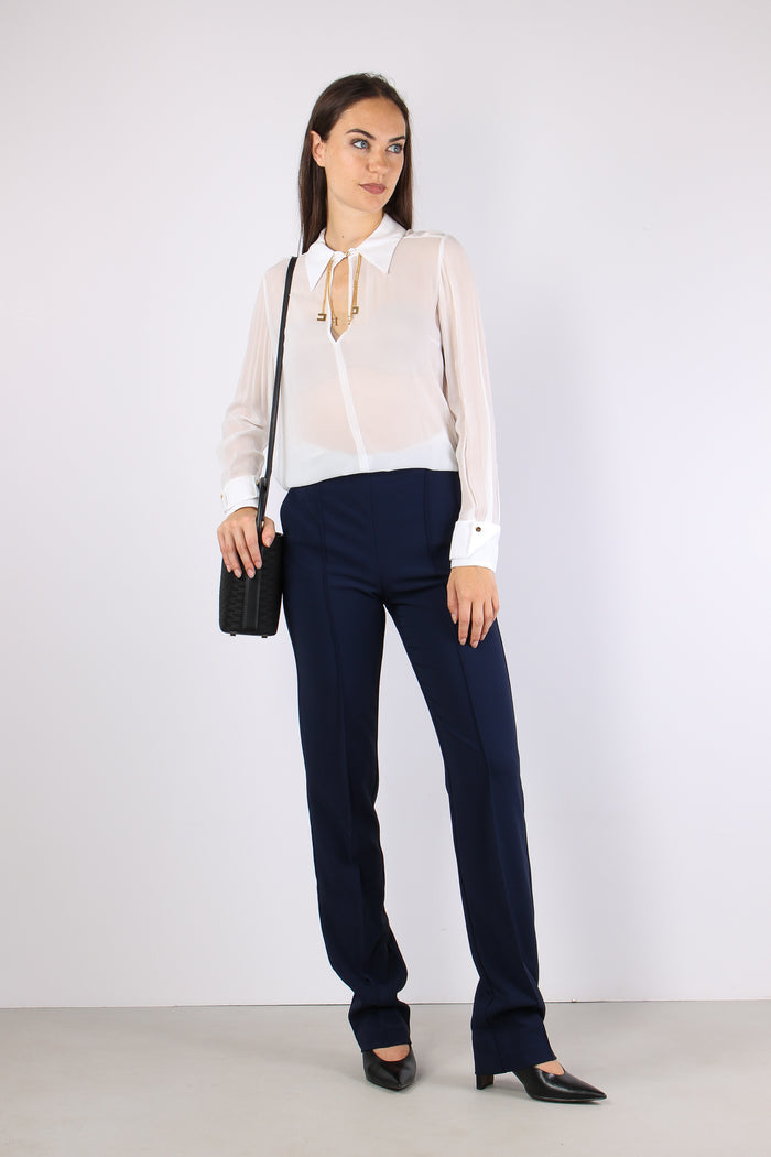 Pantalone Slim Fit Crepe Blu Notte-7