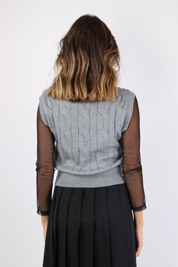 Maglia Girocollo Lurex Viscosa Grigio-4