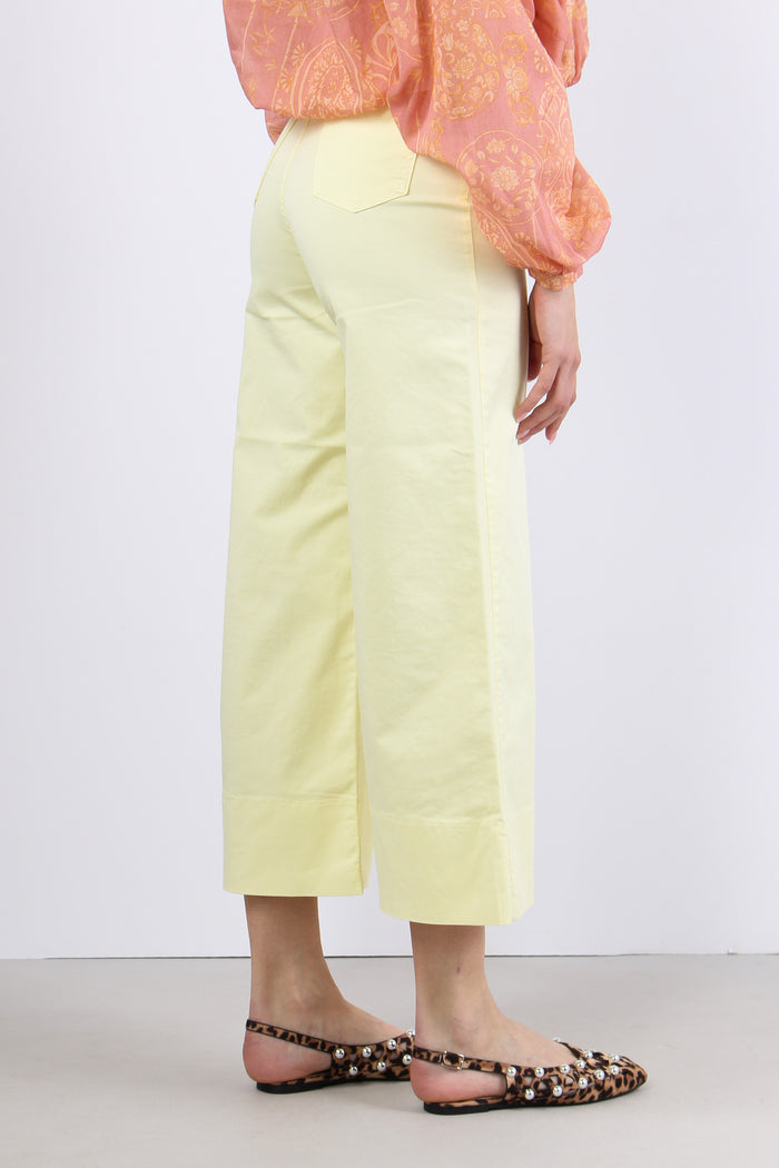 Pantalone Cropped Orlo Alto Giallo-7
