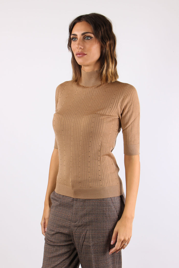 Collo Alto Strass 100% Lana Cocoa Creme-2