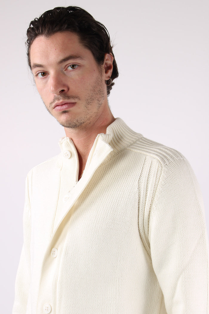 Cardigan Bottoni Cotone Optic White-8