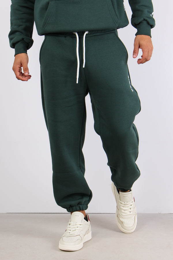 Pantalone Felpa Logo Verde Bosco-2