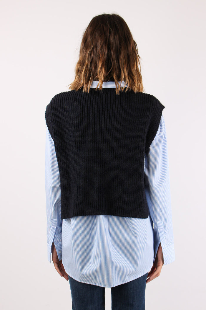 Gilet Apertura Laterale Blu-4