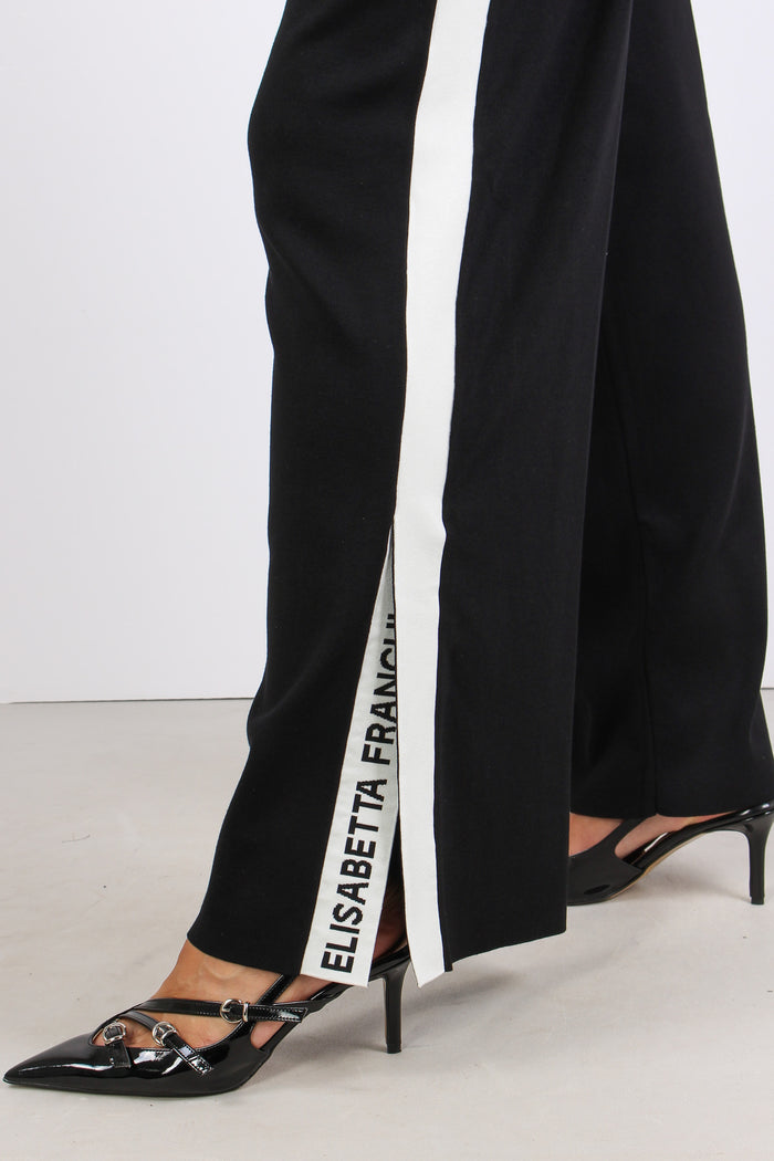 Pantalone Palazzo Tricot Nero/milk-10