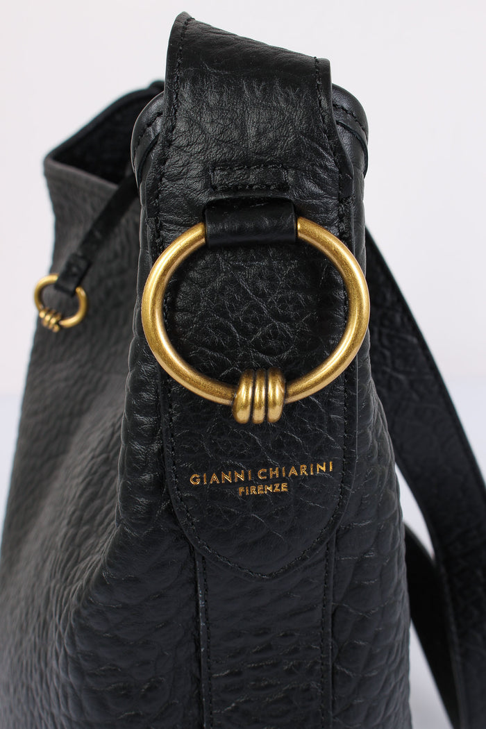 Carla Hobo Tracolla Pelle Martellata Nero-8