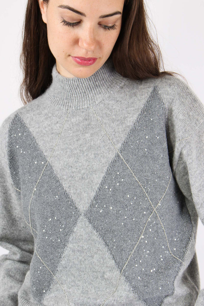 Maglia Collo Alto Rombi Grigio-8
