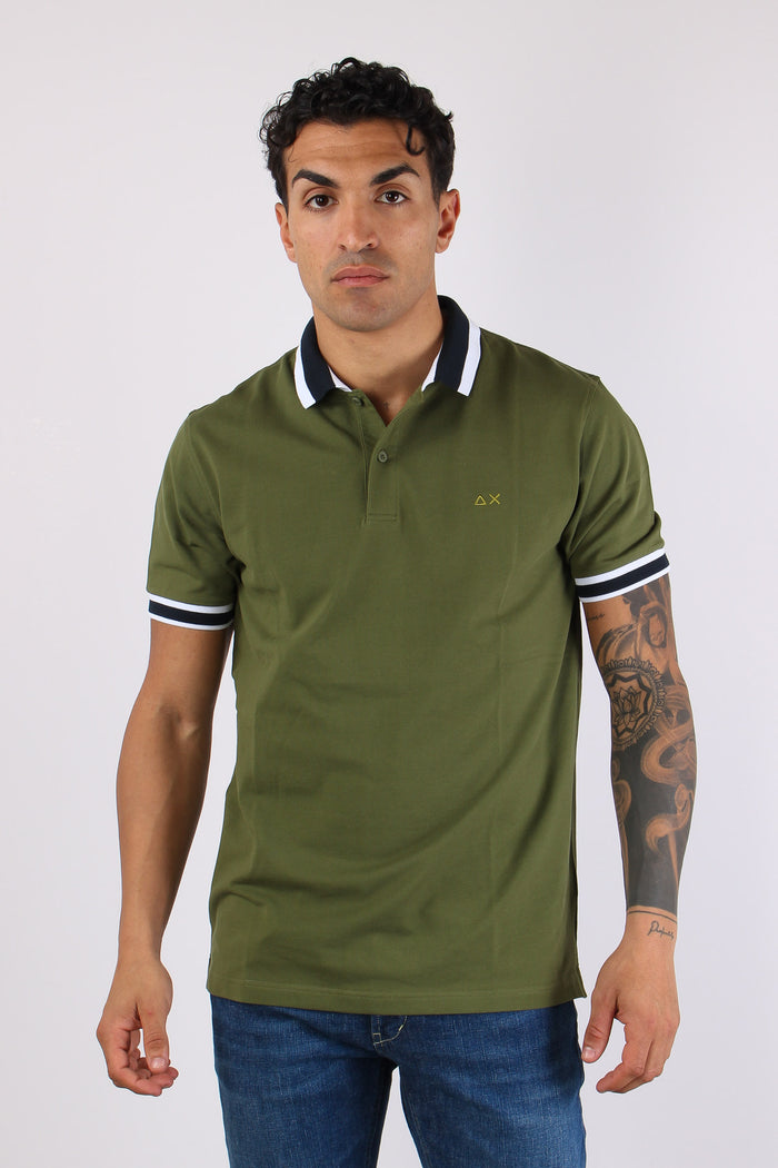 Polo Collo Bicolor Verde