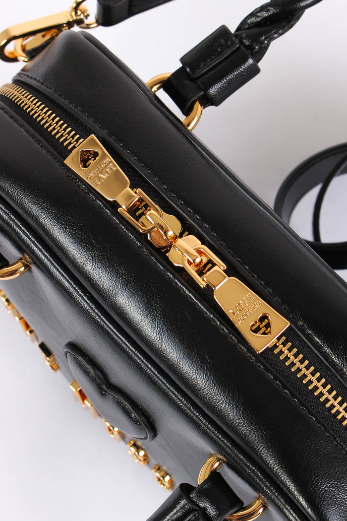 Bauletto Manico Intreccio Nero-6