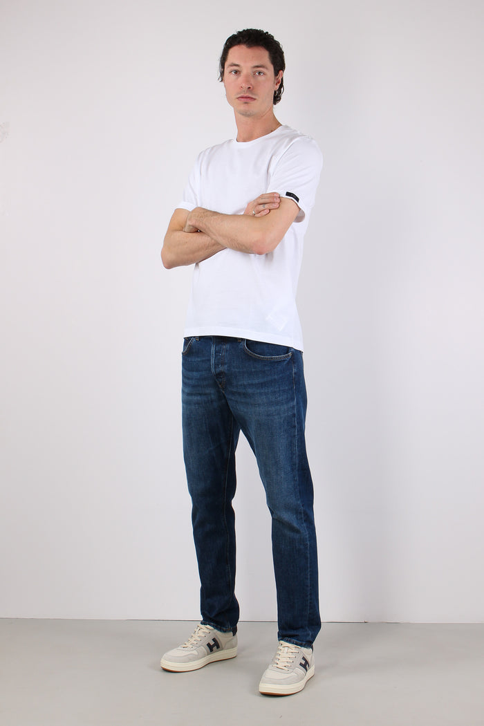 T-shirt Basica Logo Manica Bianco-5