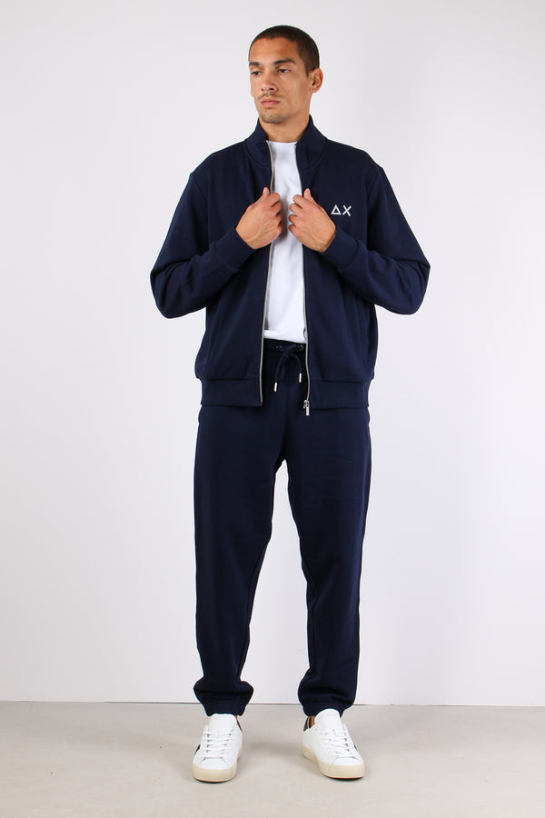 Felpa Collo In Piedi Zip Navy Blue