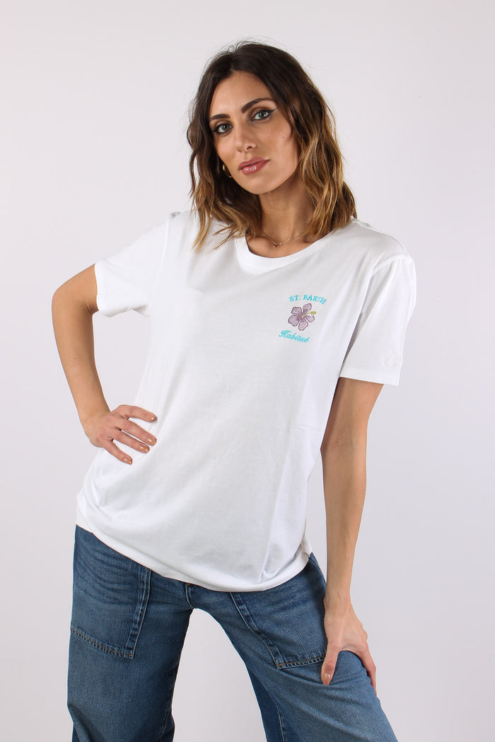 T-shirt Scritta Ricamo Strass Habitue-2