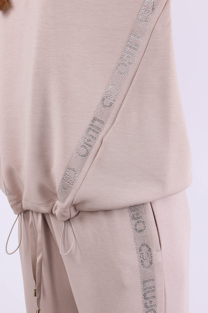 Felpa V Inseerto Strass Champagne-7