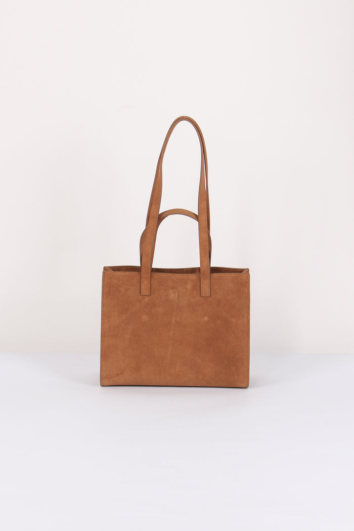 Borsa A Tracolla Midi Suede Cognac-3