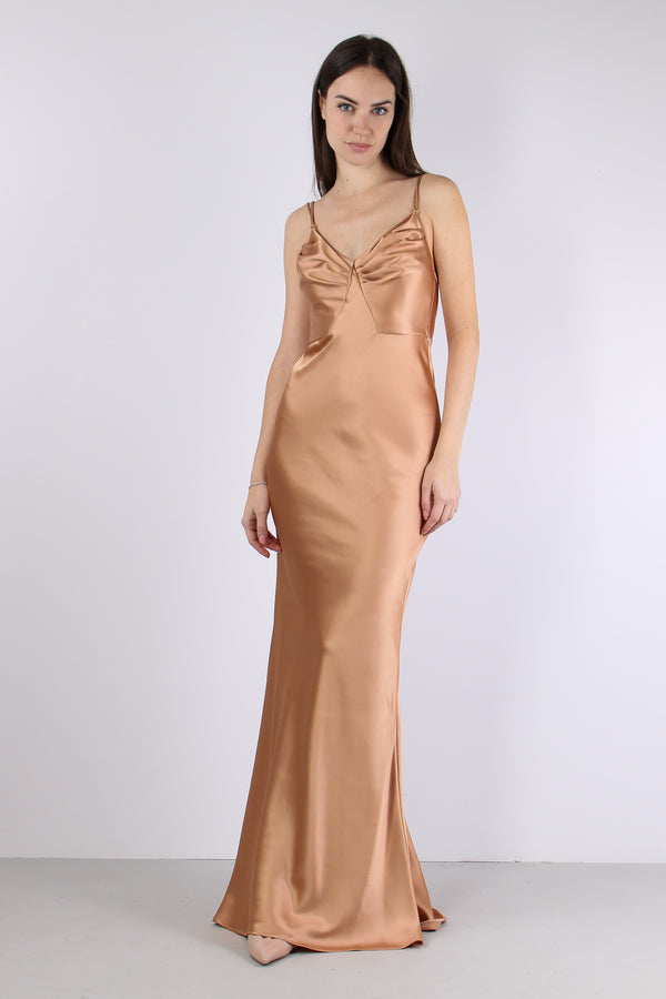 Abito Raso Spalline Champagne