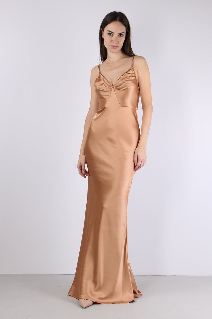 Abito Raso Spalline Champagne