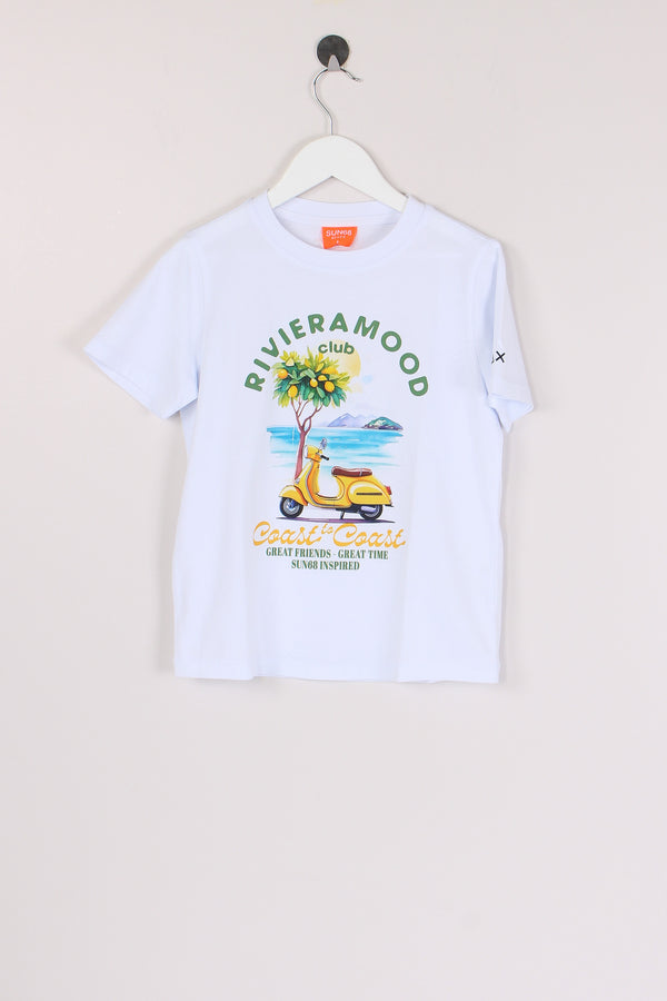 T-shirt Stampa Beach Bianco/giallo