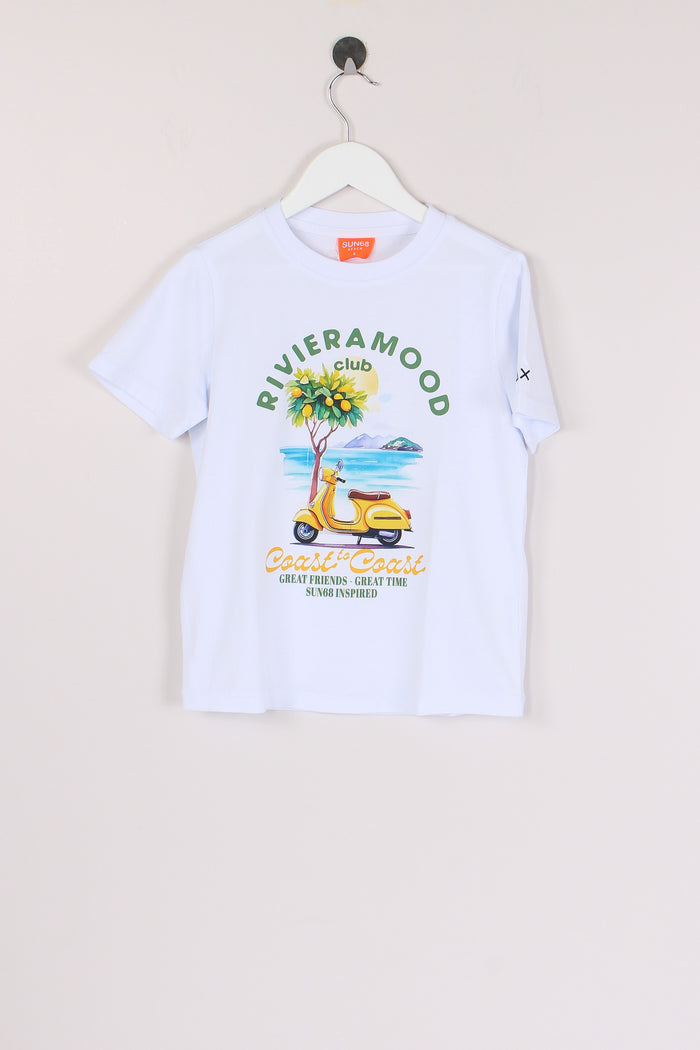 T-shirt Stampa Beach Bianco/giallo