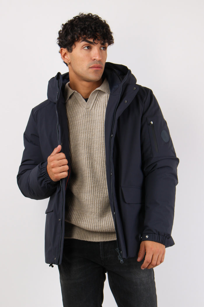 Hiram Giubbotto Tasche Cappucc Blue Black