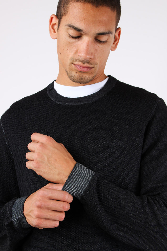 Maglia Lana Punto Riso Nero-4