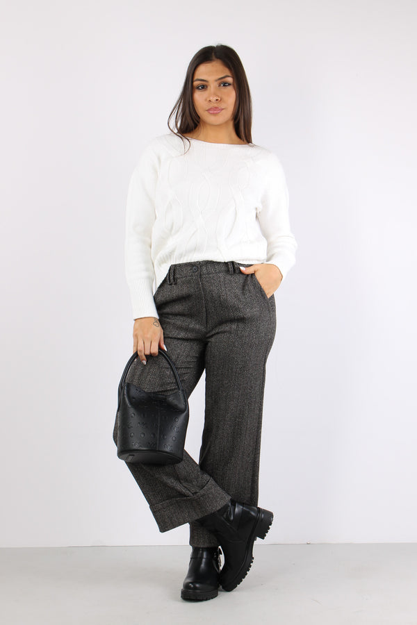 Maglia Viscosa Treccia Panna