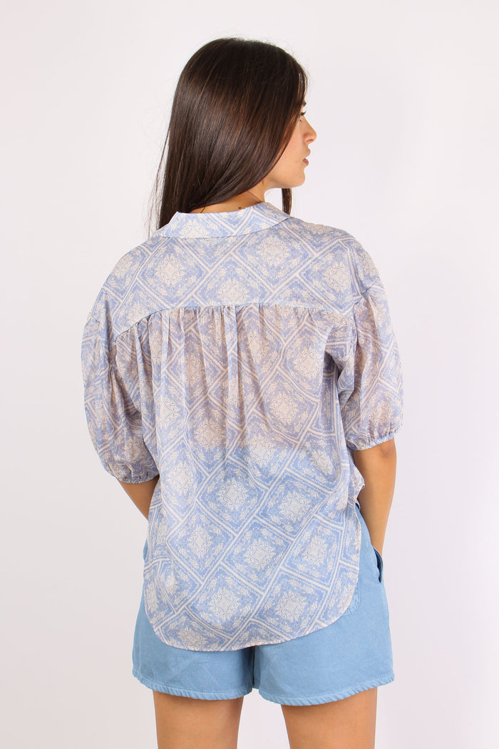 Camicia Manica Sbuffo Azzurro-4