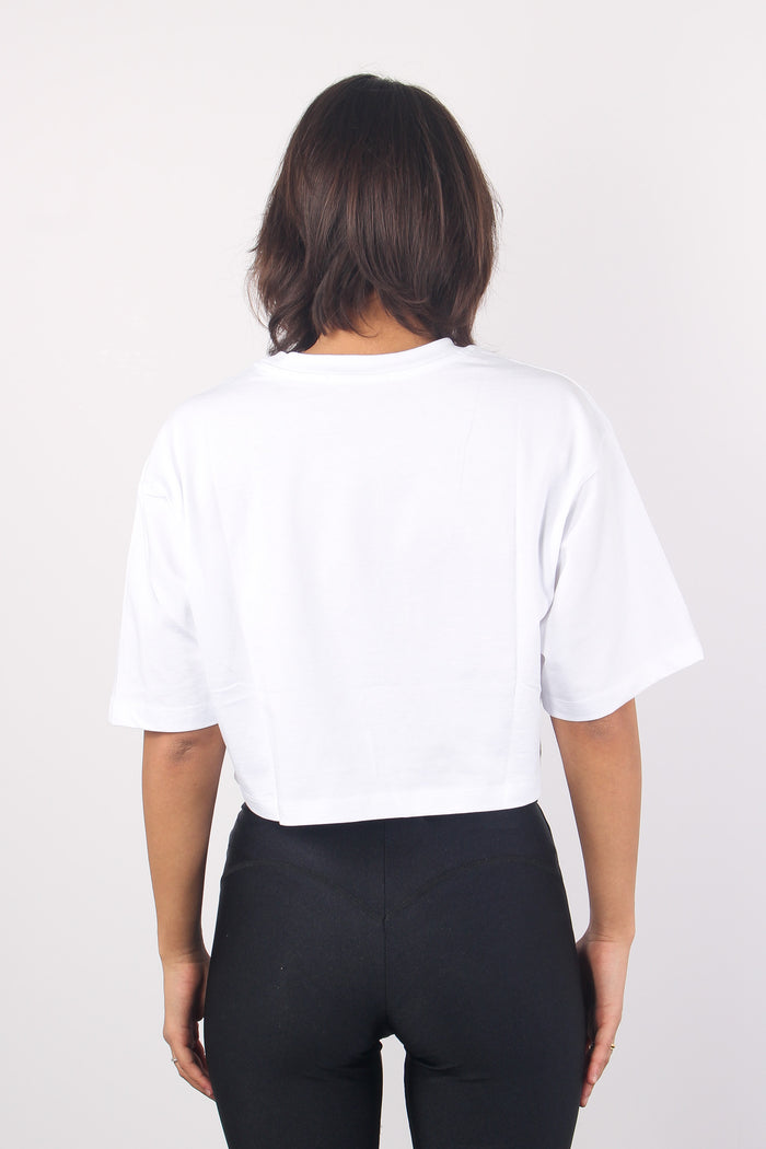T-shirt Cotone Crop Bianco-3