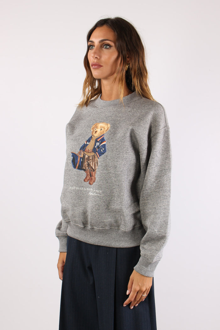 Felpa Pile Stampa Orso Dark Vintage Heather-4